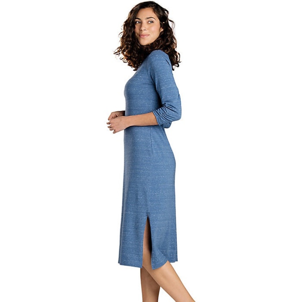 Toad and Co Sz Small Blue Midi Length Organic Cotton Blend Fuera Dress